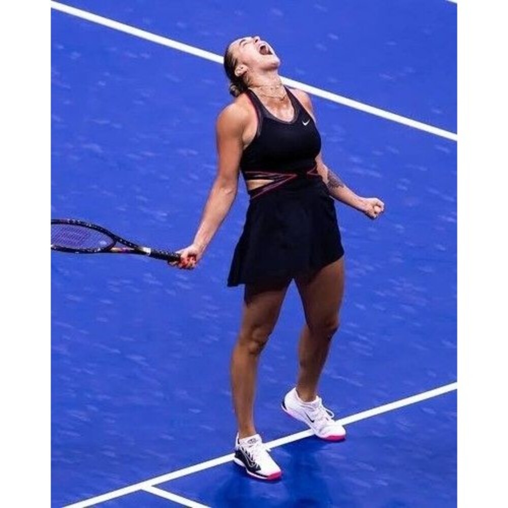 Nike Court Slam Tennis Dress Women Large Black Open Back Dri-Fit II6186-010 New